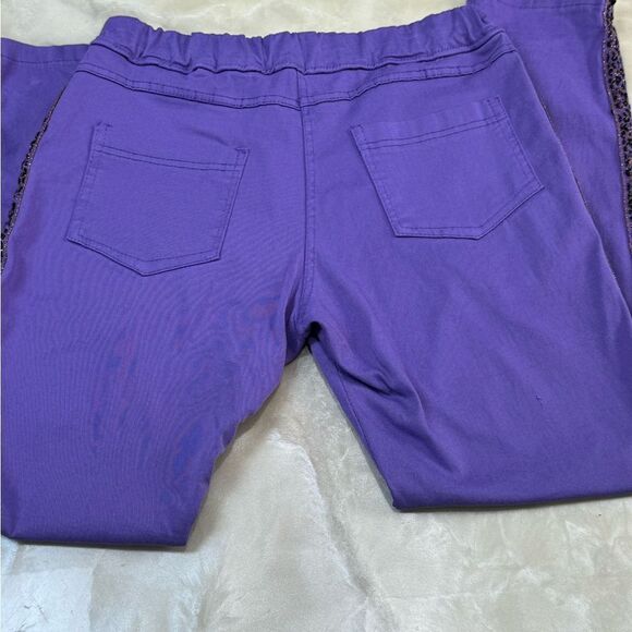 Brand Bazar Purple Drawstring Leopard Stripe Pants Small - Picture 8 of 12